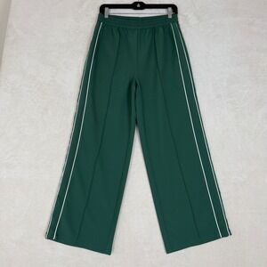 Forest Green Track Pants Wide Leg Athletic Y2K Streetwear Sporty Lounge Style